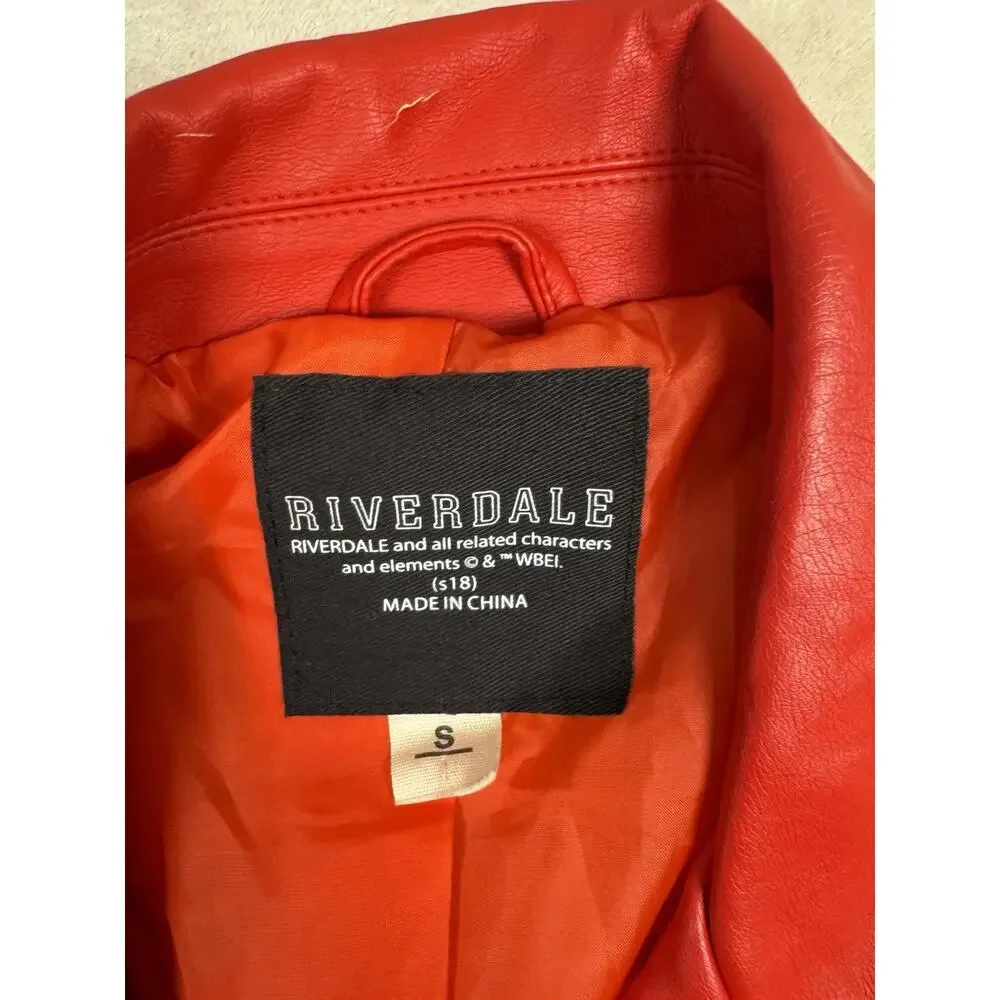 Riverdale South Side Serpents Faux Leather Moto Jacket Women’s Small Red